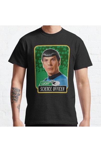 Loose Fit Unisex Star Trek St. Patrick's Day Spock Lucky Science Officer Design Printed T-shirt