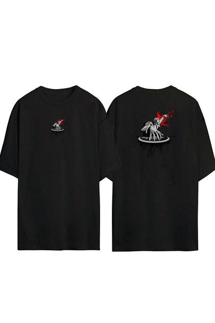 Unisex Dj Disk Jockey Illustration Front Back Printed Black Oversize T-shirt