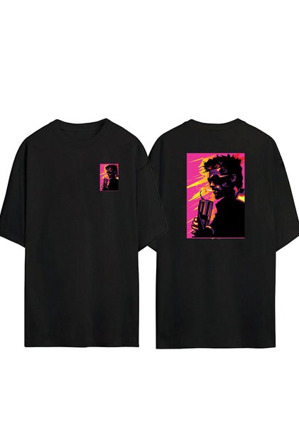 Unisex Tyler Durden Fight Club Front Back Printed Black Oversize T-shirt