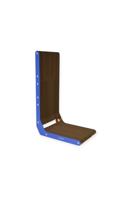 كرتون للقطط على شكل حرف L مع نبات القطط باللون الأزرق 28x42x68 سم