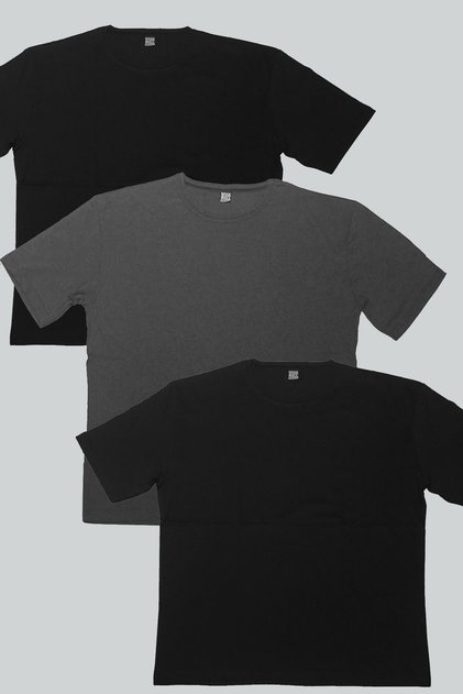 Plain 2 Black, 1 Anthracite Oversize Women's T-shirt 3 Pack Eco Pack