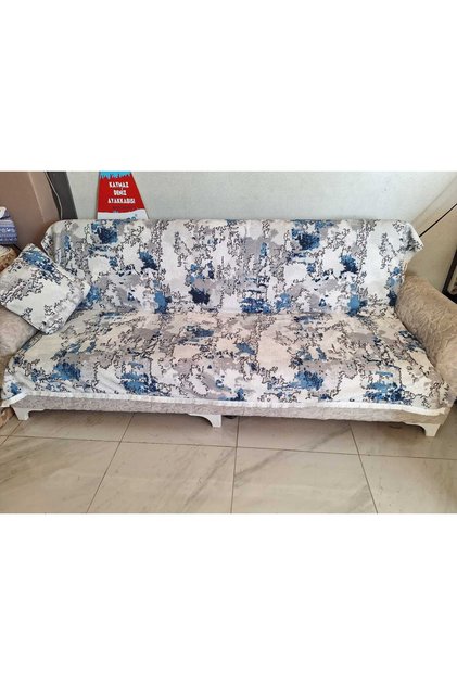 Non-Slip Base Verso Printed Sofa Bed and Sofa Cover with Fringes 150X200