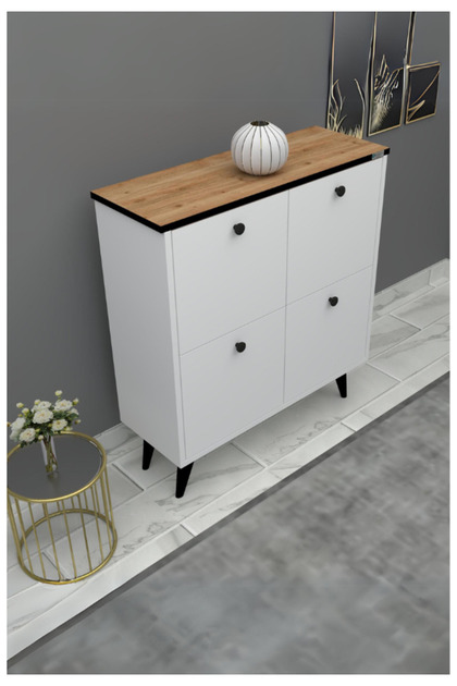 %100 Mdf Kup 4 Kapaklı Ayaklı Ayakkabılık (ÜSTÜ DESENLİ)