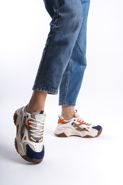 Solo Bag Women's Beige White Red Lace-Up High Sole Sneaker Sports Shoes-  Trendyol