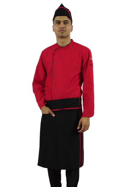 Ribbed Waist Apron Chef Waiter Chef Barista Cafe Apron Kitchen Apron with Pockets (Alpaca Fabric)