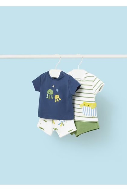 Baby Quartet T-Shirt Shorts Set Green-Blue