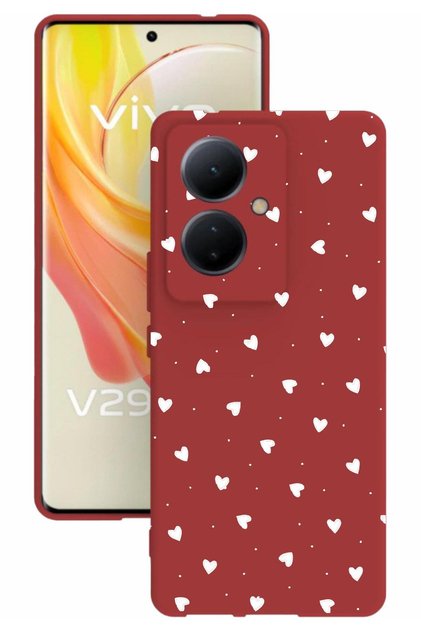 V29 Lite 5g Compatible Printed and Camera Protected Red Silicone Case