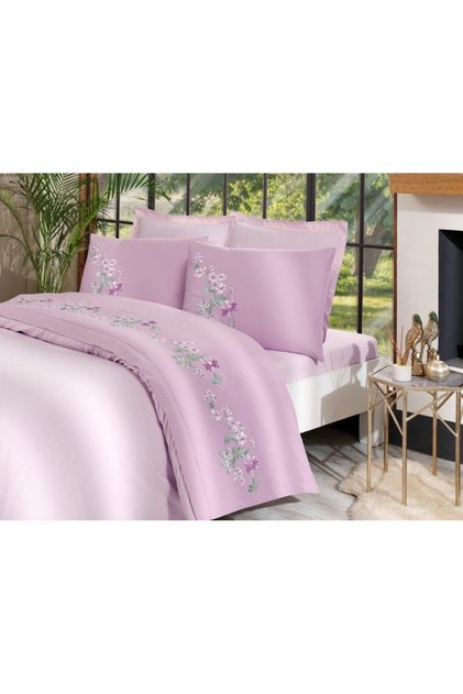 Boutique Dowry Embroidered Duvet Cover Set Akfil Double Boutıque Cozy Pink