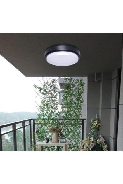 Rooster Artos 20W Round Black Led Moisture Waterproof Bathroom Garden Modern Ceiling Lamp White Light 6500K