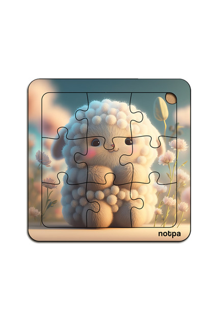 Çocuklar İçin Sevimli Hayvanlar Ahşap Renkli Yapboz 13x13 Ebadında Puzzle 9 Parça 3'lü Set 311
