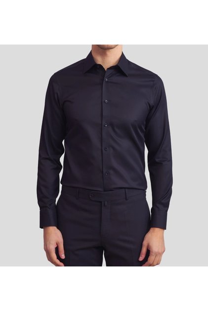 Long Sleeve Slim Fit 100% Cotton Twill Non-Iron Iron-Free Non-Wrinkle Basic Classic Men's Shirt