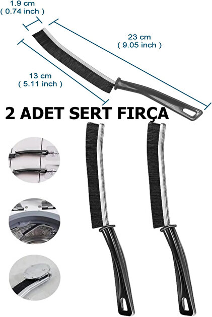 2 Adet Sert Fırça ince Temizlik Fırçası Derz Arası Banyo Mutfak Lavabo Detay Temizleme Fırçası