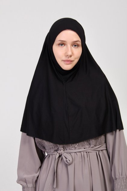 Practical Scarf with Veil-no Veil Ready Turban Souffle Black
