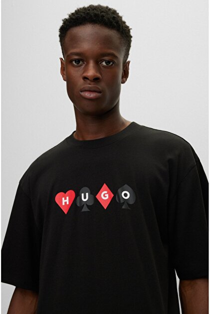 Hugo Playing Cards Printed Logo Black T-shirt - Price, Reviews