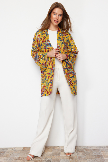 Gelber Viskose-Kimono und Kaftan mit Paisley-Muster TCTSS21KK0004