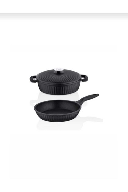 Valeriya Set of 2 Cast Iron Pots Black