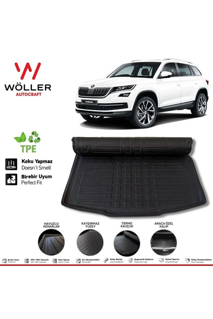 Skoda Kodiaq Bagaj Havuzu 2017 2024 Arası Uyumlu 3D Ultraflex Esnek