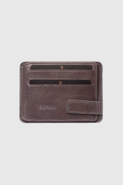 544 Genuine Leather Magnetic Horizontal Card Holder Crazy Gray
