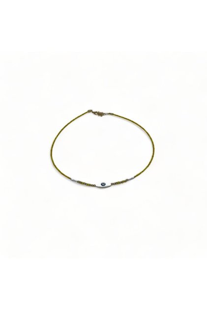 Yellow Bead Necklace with Evil Eye Beads
