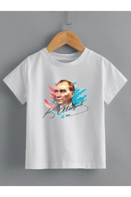Children's Ataturk Printed White t Shirt Cotton