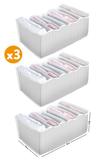 3 Pieces - 8 Compartment Drawer Accordion Organizer - Large 24 X 37 X 18