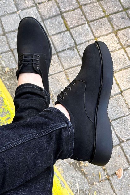 Black Suede Thick Sole Men's Classic Shoes