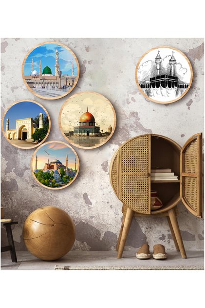 Notpa Dekorize Mdf 5 Parça 5 Mescid Çerçeve Görünümlü Tablo Set 5007