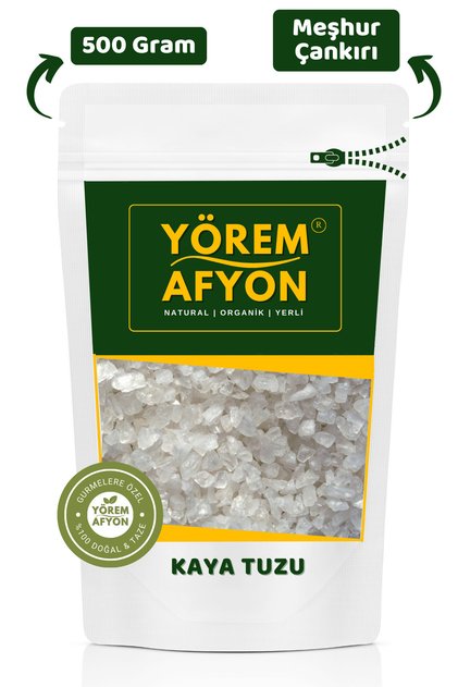 Yörem Afyon Meşhur Çankırı Rafine Edilmemiş Mineral Deposu Granül Kaya Tuzu | 500gr.