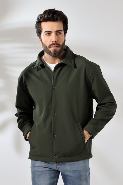 Erkek Baharlık Softshell Mont Ceket Haki