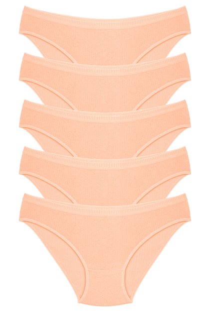 Women's 100% Cotton 5-Piece Ribbed Bikini Panties