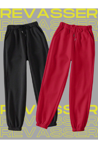 Unisex Kadın/Erkek 2'li Düz Özel Renkli Jogger Eşofman Altı