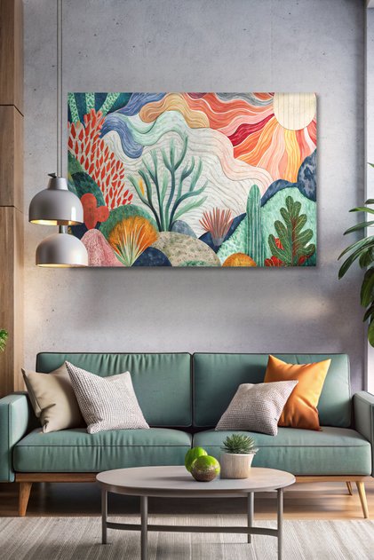 Modern Soyut Sanat Renkli Kanvas Tablo - Duvar Tablosu - Canvas Tablo - Duvar Dekoru