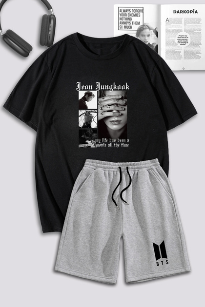 Unisex Women Men Jeon Jungkook BTS Printed Special Design Oversize T-shirt and Shorts Tracksuit Set