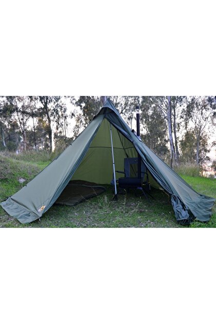Bushlove Mega XL Hot Tent Teepee Soba Çıkışlı Çadır V2 Haki