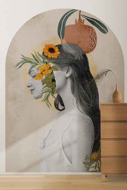 Bohemian Woman Wall Sticker for Living Room and Lounge