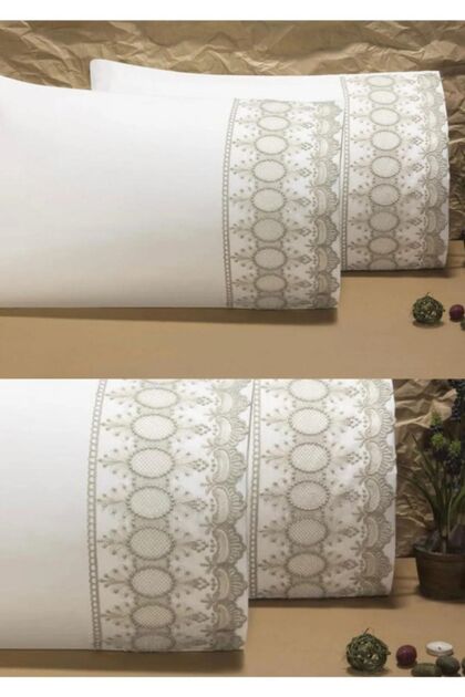 Violet Double Pillow Case Cream 50x70
