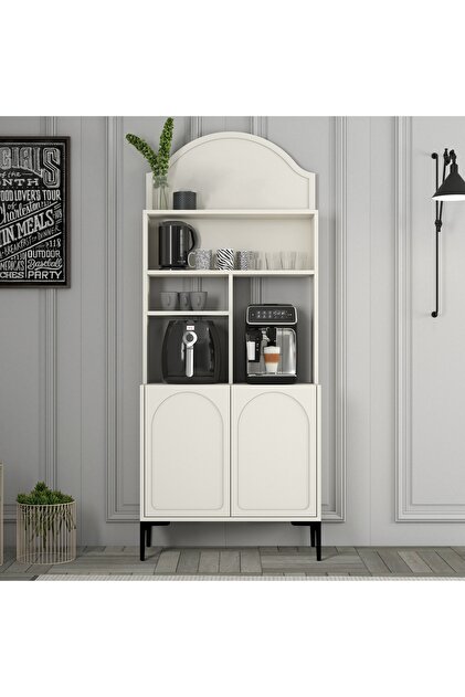 Variant Mobilya Lyon Kahve Köşesi Çok Amaçlı Dolap 80cm - Krem