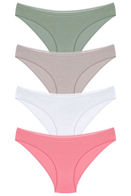 4 buc. Chiloți bikini brodat din dantelă verde, bej, alb, somon
