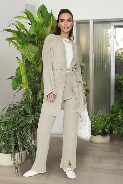 Set chimono-pantaloni țesut cu curea de piatră TCTSS22US00024