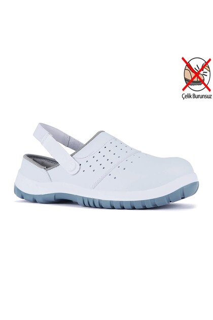 ENESERYILMAZ Mekap 210-01 S1 Slipper Beyaz Microfiber Çelik