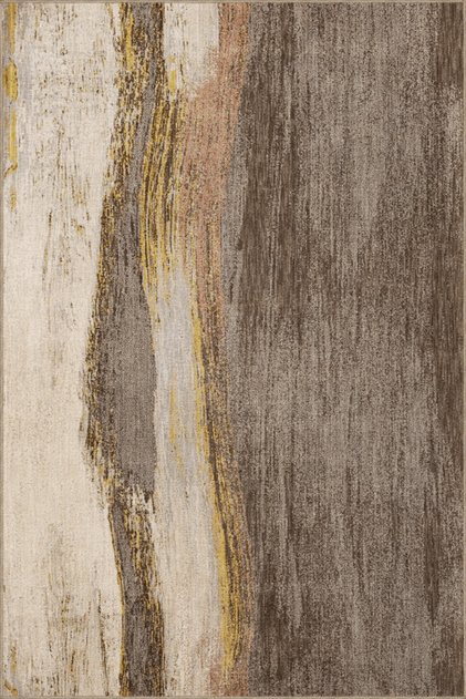 Brown Beige Themed Abstract Abstract Patterned Modern Decorative Carpet 3894