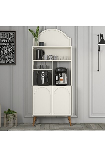 Variant Mobilya Lyon Kahve Köşesi Çok Amaçlı Dolap 80cm - Krem