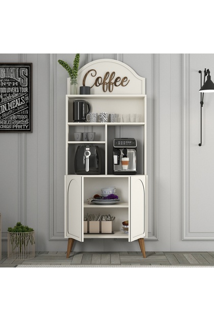 Variant Mobilya Lyon Kahve Köşesi Çok Amaçlı Dolap 80cm - Krem