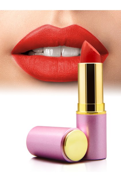 Natural Matte Lipstick / Lip Nourishing Matte Lipstick Pomegranate Flower Red No 16