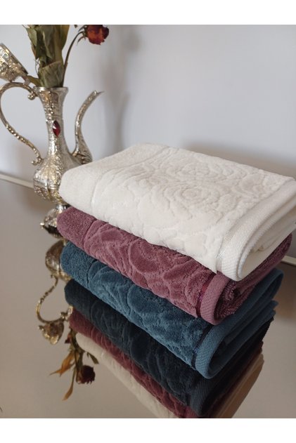 SEVGİ EL HAVLU SETİ 3'LÜ 50*90 CM (BEYAZ-MÜRDÜM-İNDİGO)