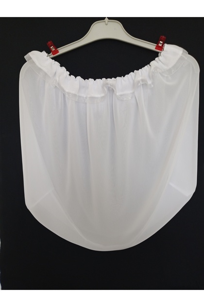 Lattice Tulle - White Multi Chiffon Organza Tulle with Ribbon M-145 cm Circumference.
