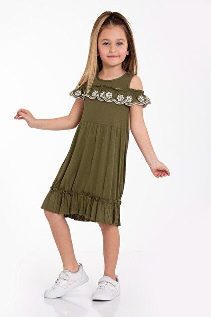 Cici kz Baby Junior Girl's Daisy Embroidered Holiday Summer Dress- Trendyol