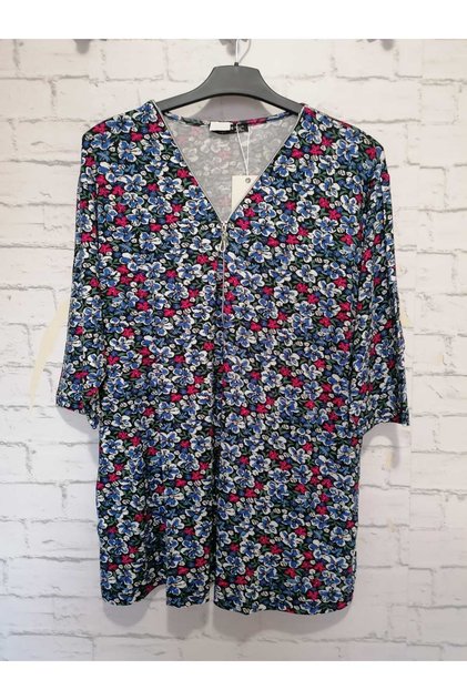 Summer viscose, zipper collar, capri sleeves, stylish buluz