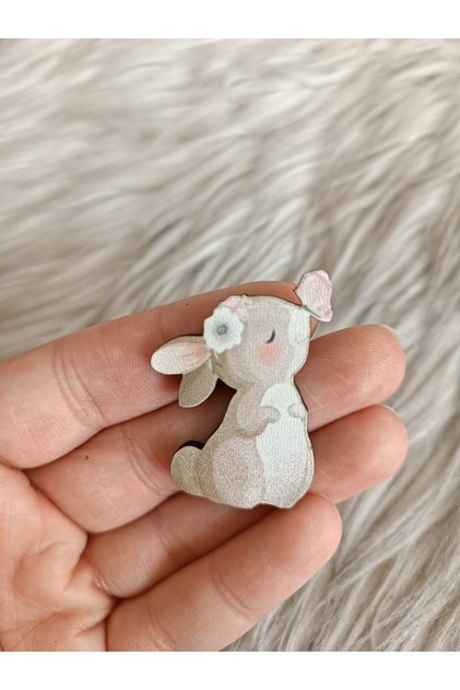 25 adet burnunda kelebekli tavşan 4 cm uv baskılı ahşap figür süslemelere uygun
