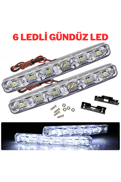 Furens Mercekli 6 Ledli Beyaz Drl Gündüz Ledi 12v Sis Lambası Ledi